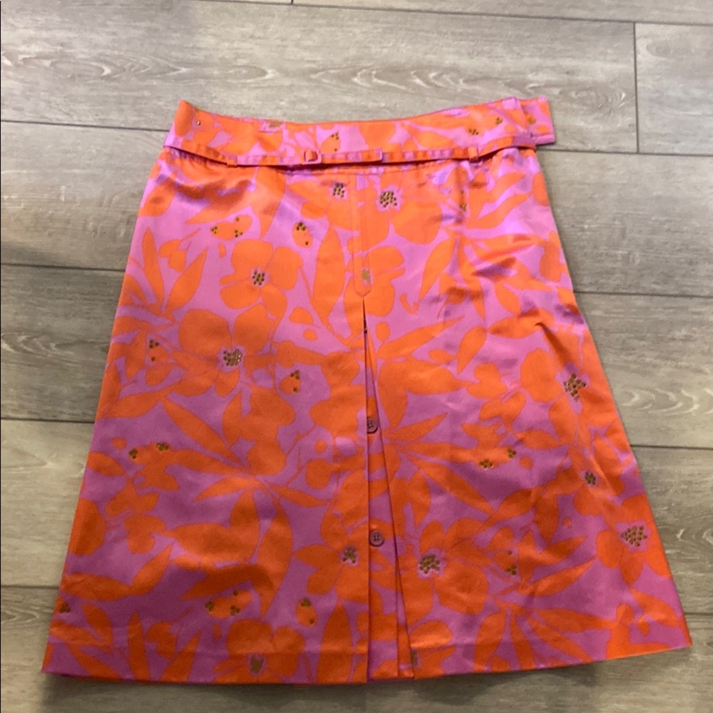 Express Pink and Orange A-Line Pleated Skirt